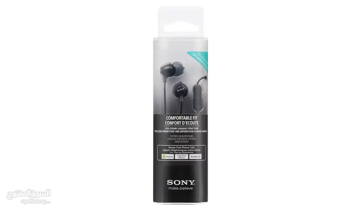 سماعات سوني كيبل مع مايكروفون ذكي Sony Earphones With Smartphone Mic