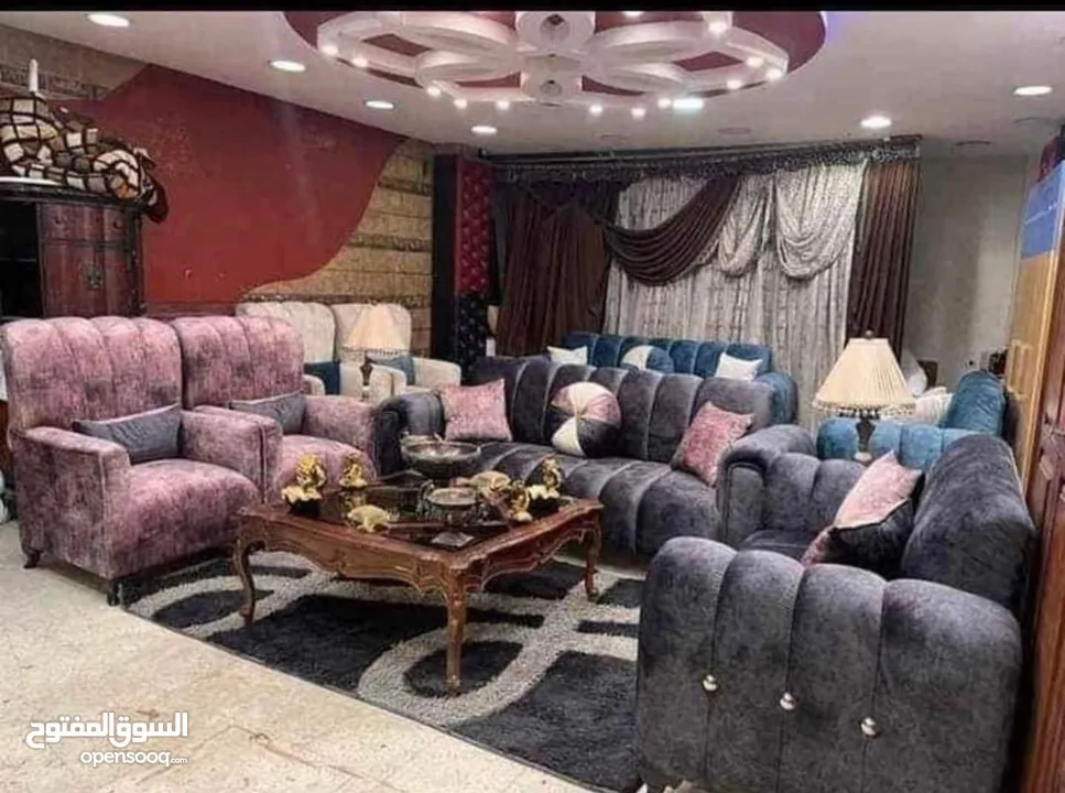 طقم كنب 7مقاعد خشب لاتيه سويد 135