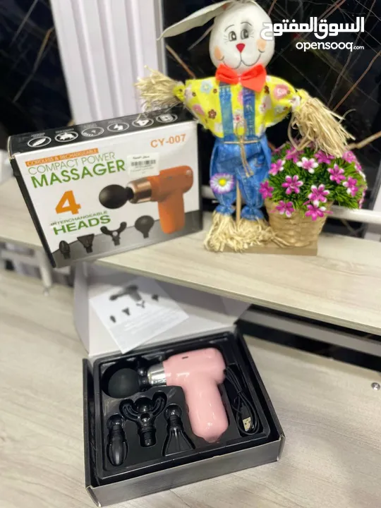 فرد مساج  MASSAGE GUN يحتوي جهاز المساج على 4 رؤوس مختلفة الاستخدام