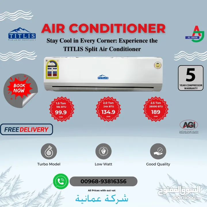 Titlis and AGI split air conditioner