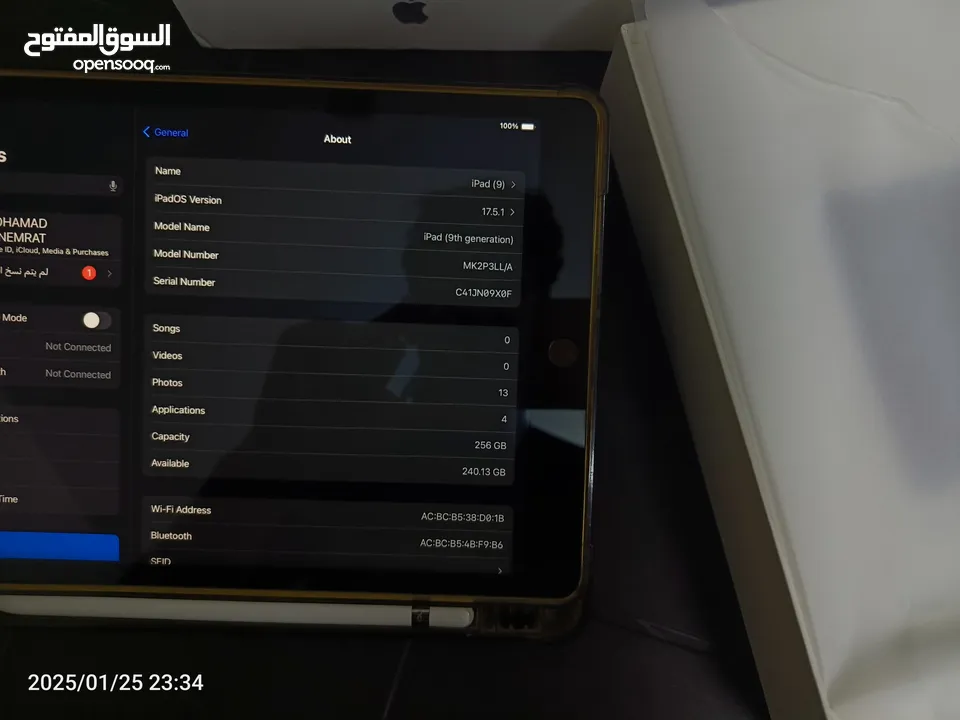 ipad (9)256gb  apple pencil (1)