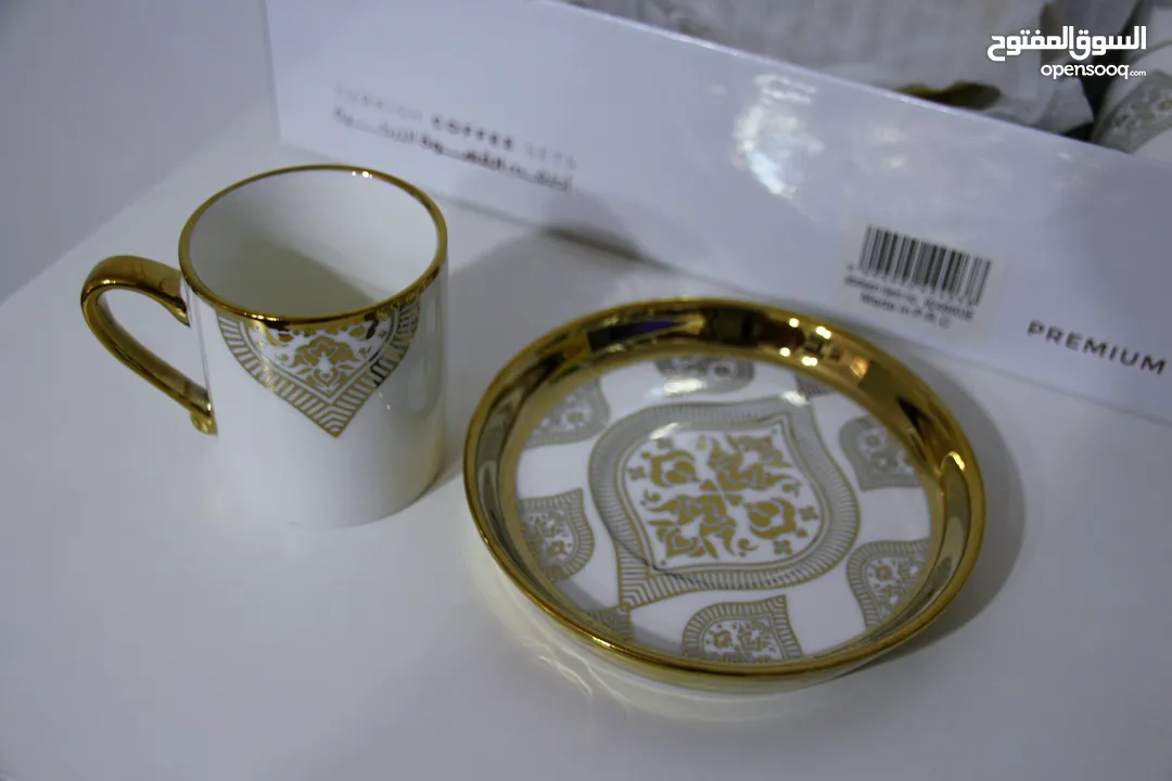 طقم فناجين قهوة ابيض مذهب فاخر Golden white coffee cups set