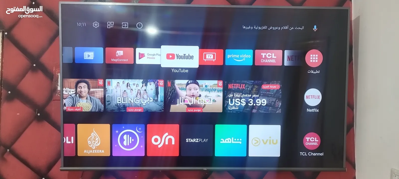 tcl 65 بوصه سمارت 4k hdr 10 اطار ستانلس ستيل اندرويد 10 مرخص اوامر صوتيه بحاله الجديد