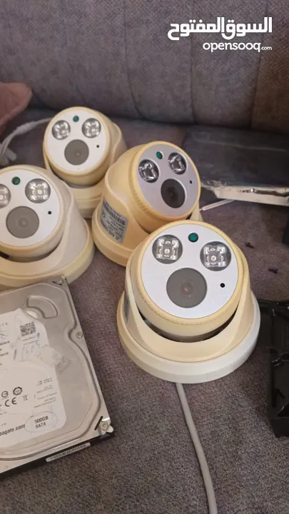 نضام مراقبه كامل متكامل 4 كمرات مع DVR مع هارد 500g مع محول البور