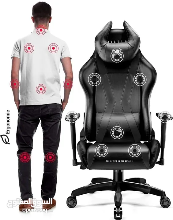 كرسي جيمينج Gaming chair مخصص للألعاب و الجلسات الطويلة قاعدة متحركة امكانيه التحكم بالظهر بسعر نار