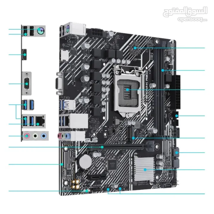 مذربورد ايسوس لمعالجات انتل جيل 10 + 11 ASUS PRIME H510M-K R2.0/DDR4 MOTHERBOARD