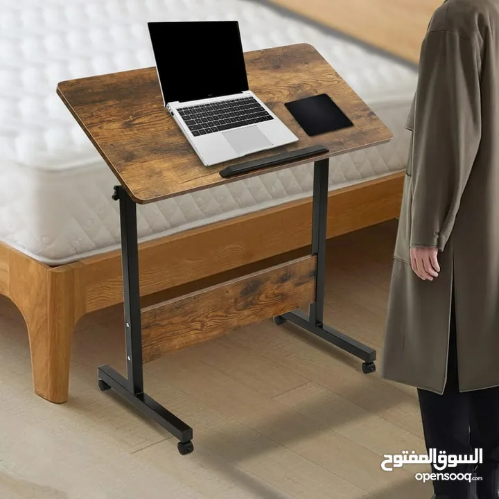 حامل كمبيوتر محمول متحرك للتركيب على الأرض مع فرامل قابلة لضبط الارتفاع،مقاس سطح المكتب 80*40 سم