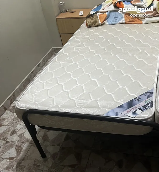 One Bed Available for Sale 10 Rial Good Condition , Only Bed without Mattress  Urgent sale