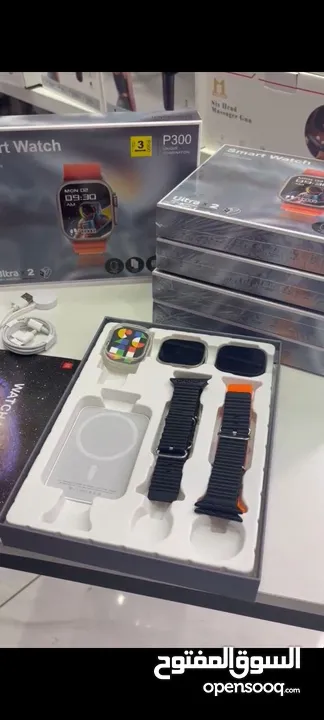 Smart watch ultra-2 4+1 البكج الاحدث والافخم في البلاد شحن لاسلكي و4 اشرطة اجراء واسقبال مكالمات