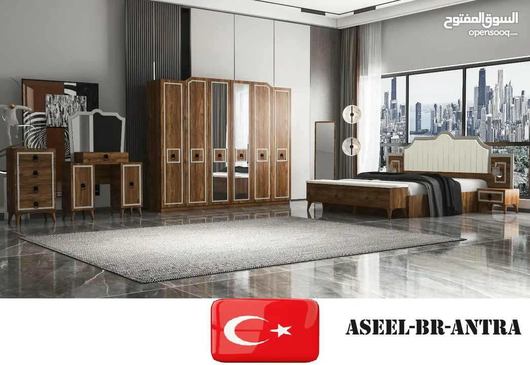 TURKEY BEDROOM SET 10 PCS WITH MATTRESSS WITH FITTING غرف نوم مع دوشج مع ترکيب شامل  ۱۰ قطع