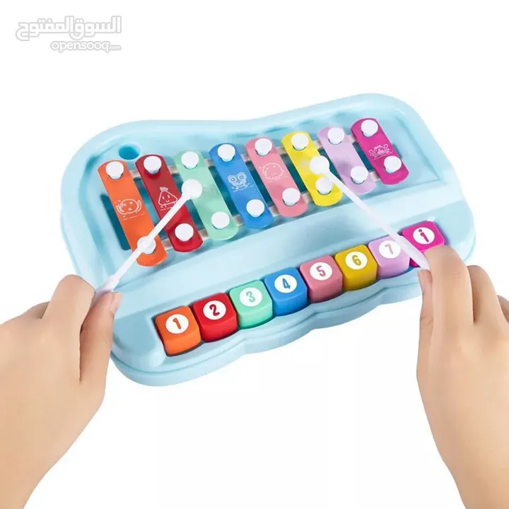 لعبة بيانو إكسيليفون للأطفال 2 في 1 الوان متنوعة 8  أزرار لتشغيل أصوات مختلفه هدية اطفال العاب طفل