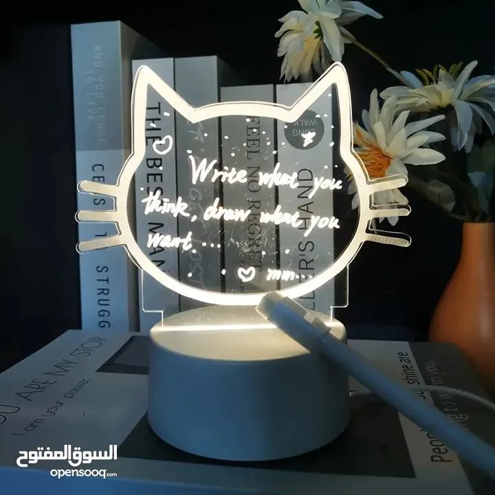Cat Face Creative LED Message Board With Night Light