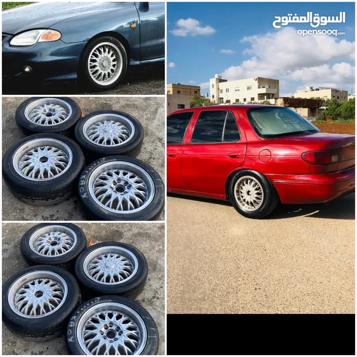 جنط BBS 15 اربع براغي محير قريب وبعيد مع كوشوك للبيع او للبدل