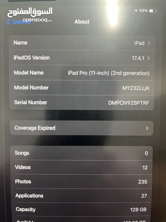 Apple iPad Pro 2nd generation 128gb space grey WiFi