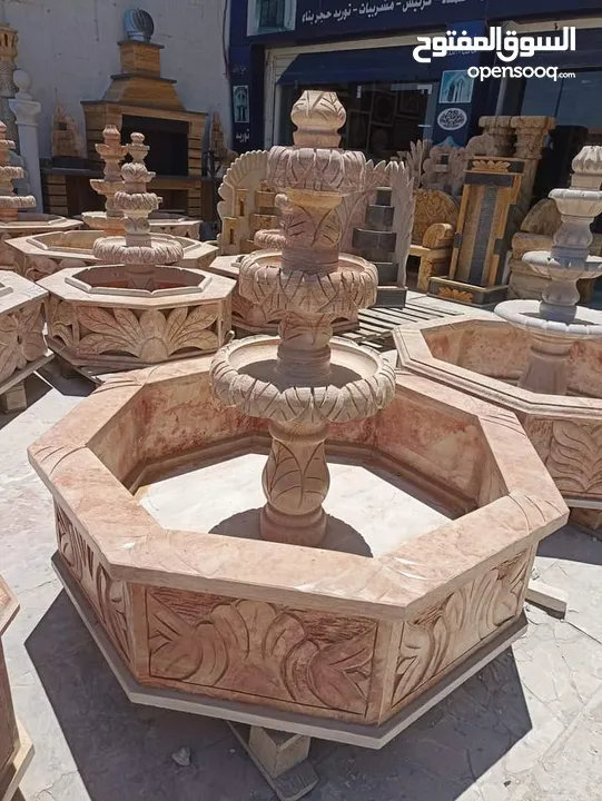ديكورات حجر نوافير شلالات مغاسل فير بليس باربكيو ديكورات شبابيك ومداخل دربزينات ومشربيات اعمده