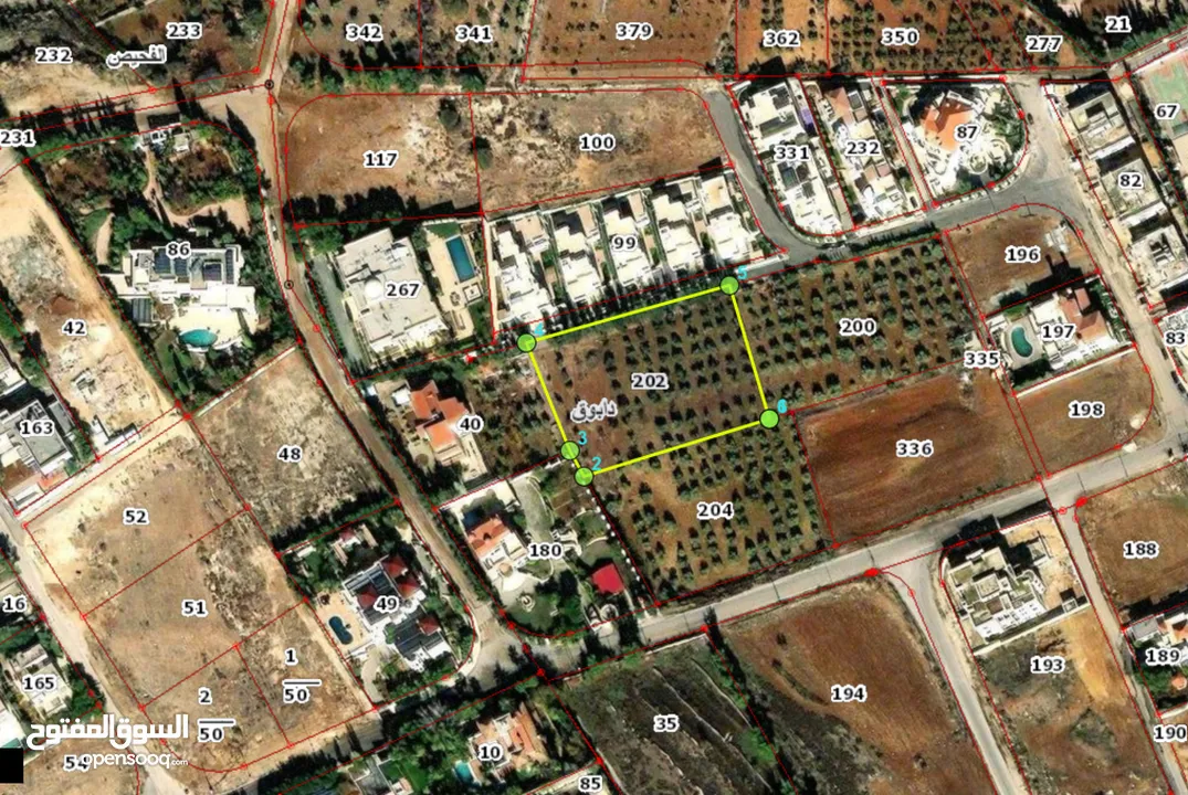 ارض سكنية للبيع شمال عمان دابوق بجانب إشارات النسر قطعة أرض سكنية بمنطقة قصور وفلل مساحتها  5370 متر