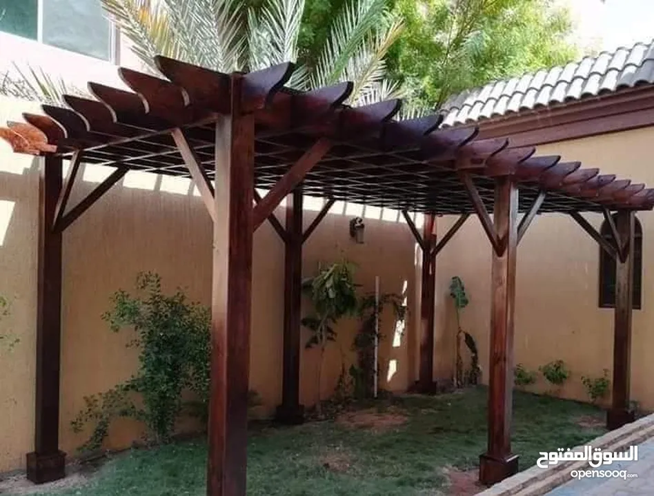 تركيب مظلات خشب براجولا مع الاشعه للكراجات والبلكونات والحدائق
