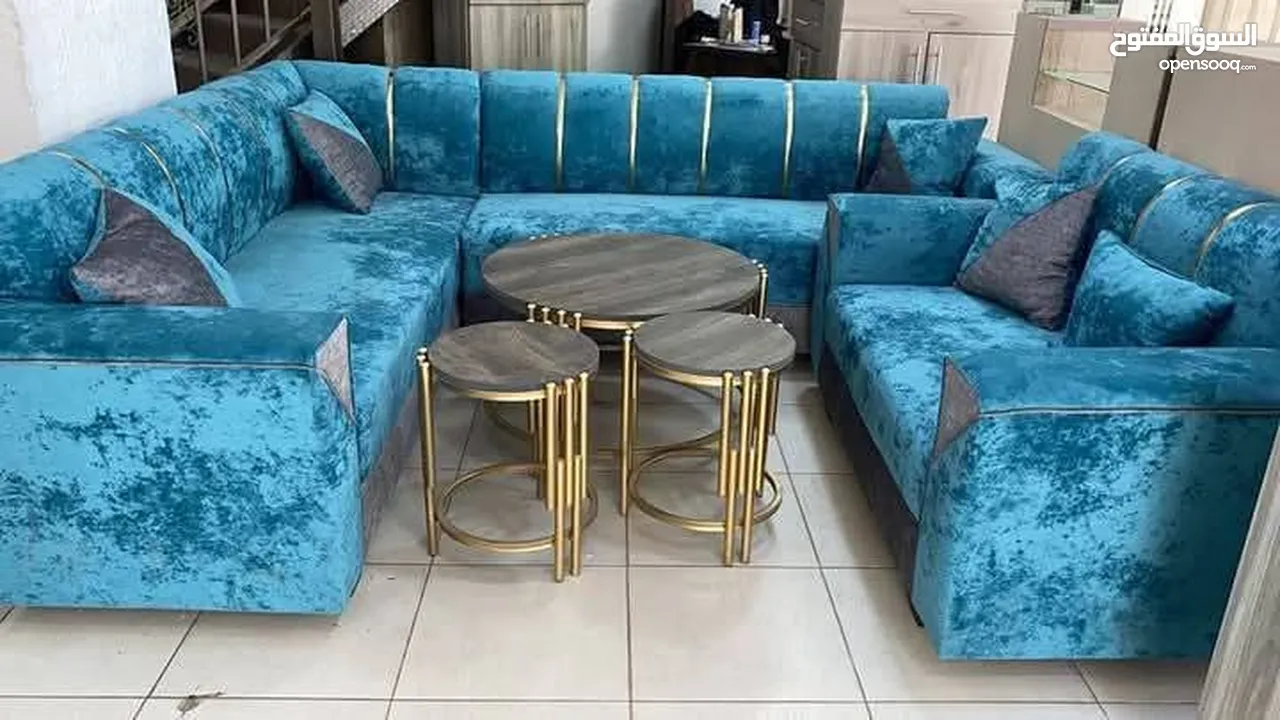طقم كورنر خشب قراط ولاتيه مكفول سنتين اسفنج ضغط قماش وتر بروف. 6مخدات هدية  بفة لكل طقم كن