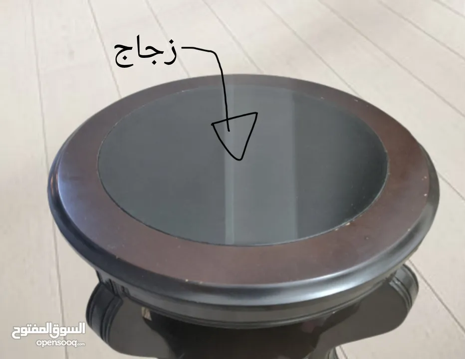 طاولتين خشب مع زجاج لون بني مستعمل 50×59