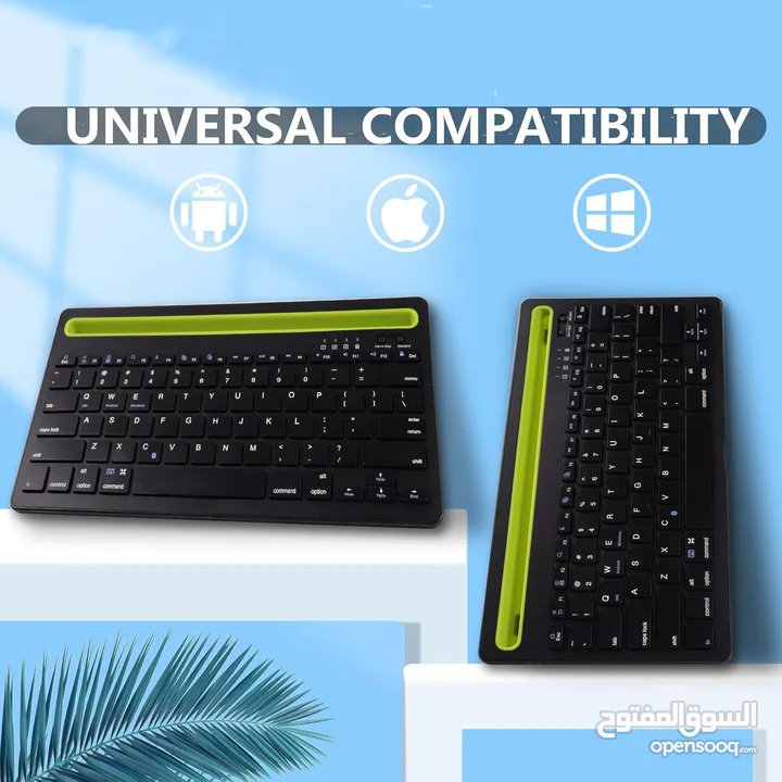 كيبورد بلوتوث للموبايل والايباد والكمبيوتر Bluetooth Keyboard for ipad, Multi-Device Wireless Keyboa
