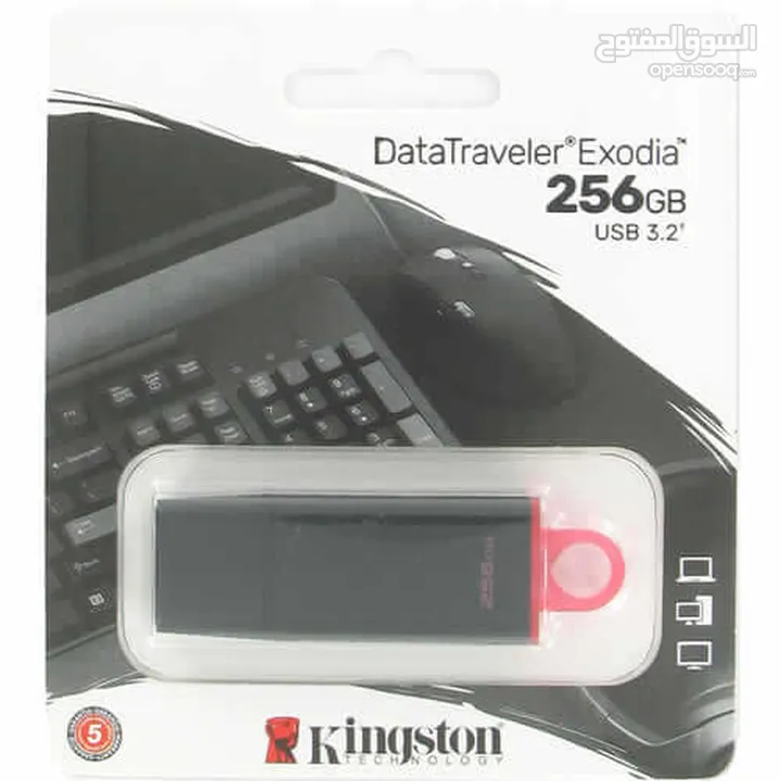 Kingston Data Traveler 256GB USB 3.2 Flash Drive فلاشه يو اس بي من كنجستون بحجم 256 جيجا 