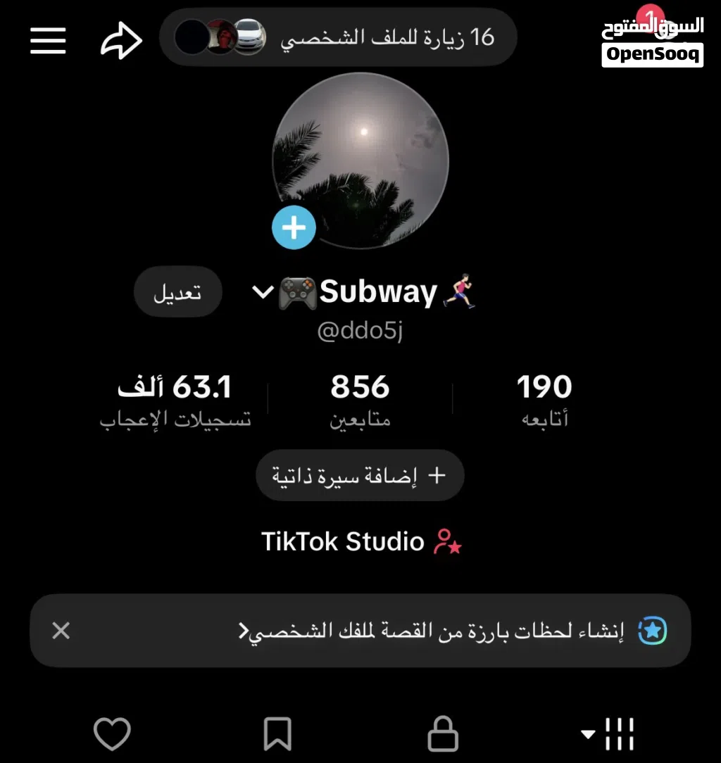 حساب TikTok للبيع