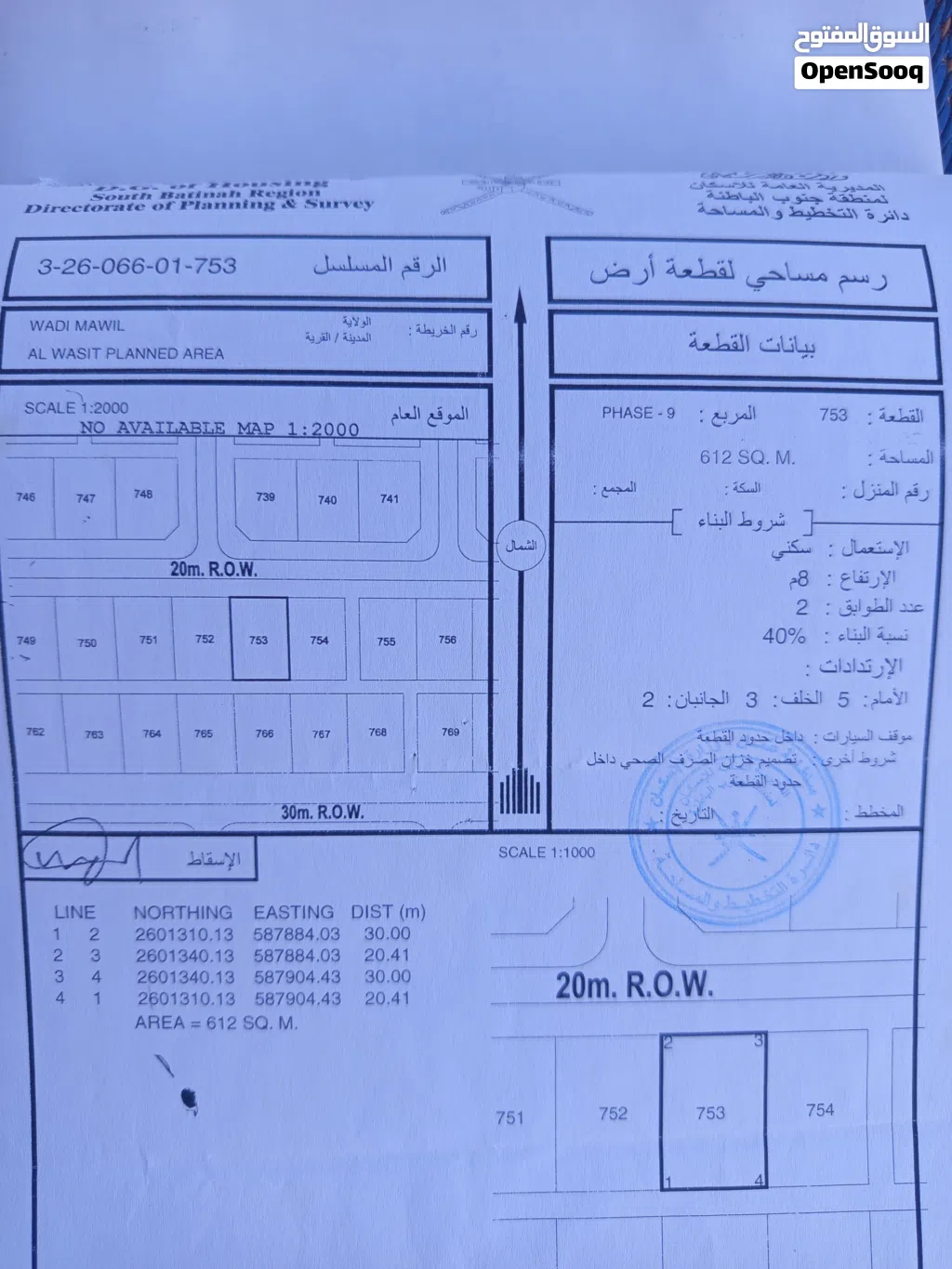 للبيع ارض سكنية الواسط 9 وادي المعاول جنوب الباطنة 13 الف فقط