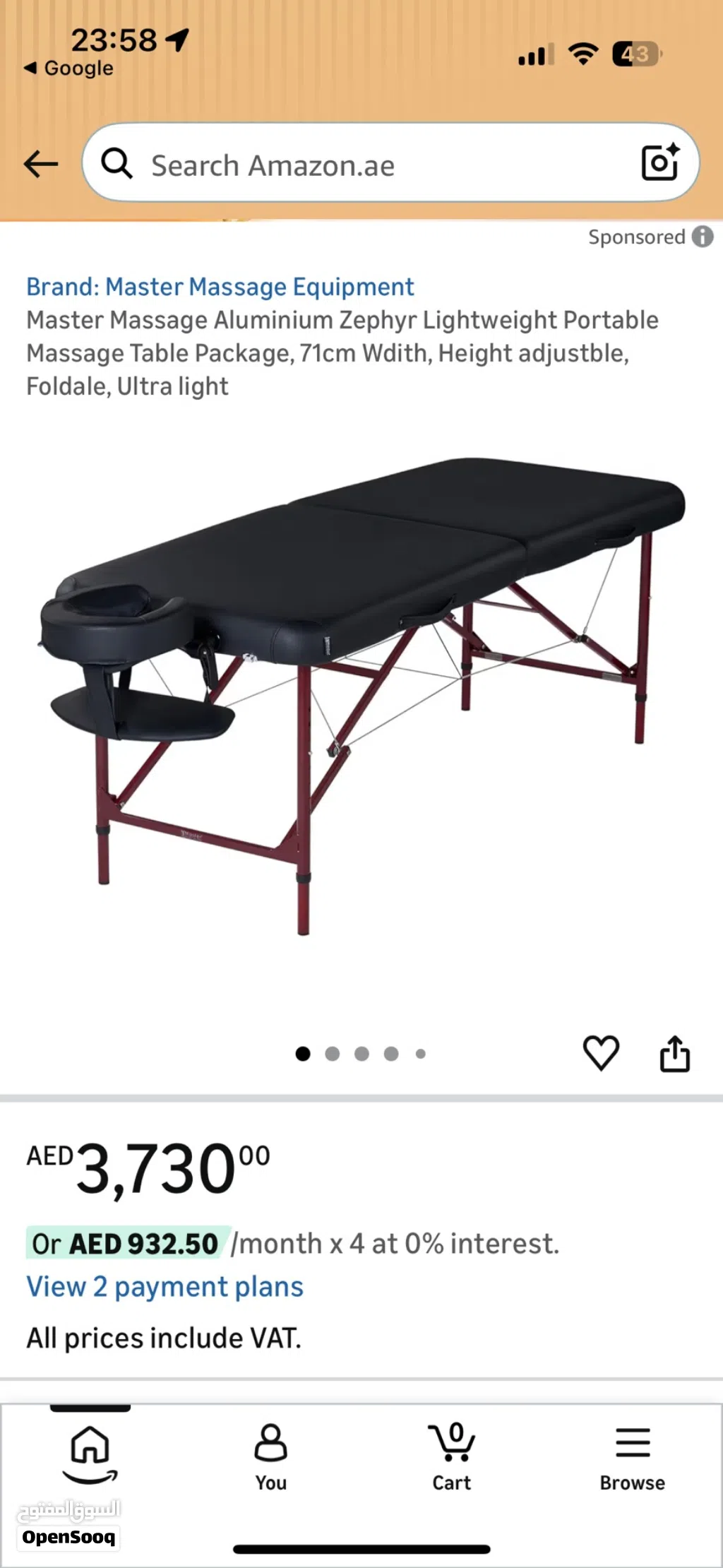 Portable Massage Table - Master 28’’ Black (Brand New)