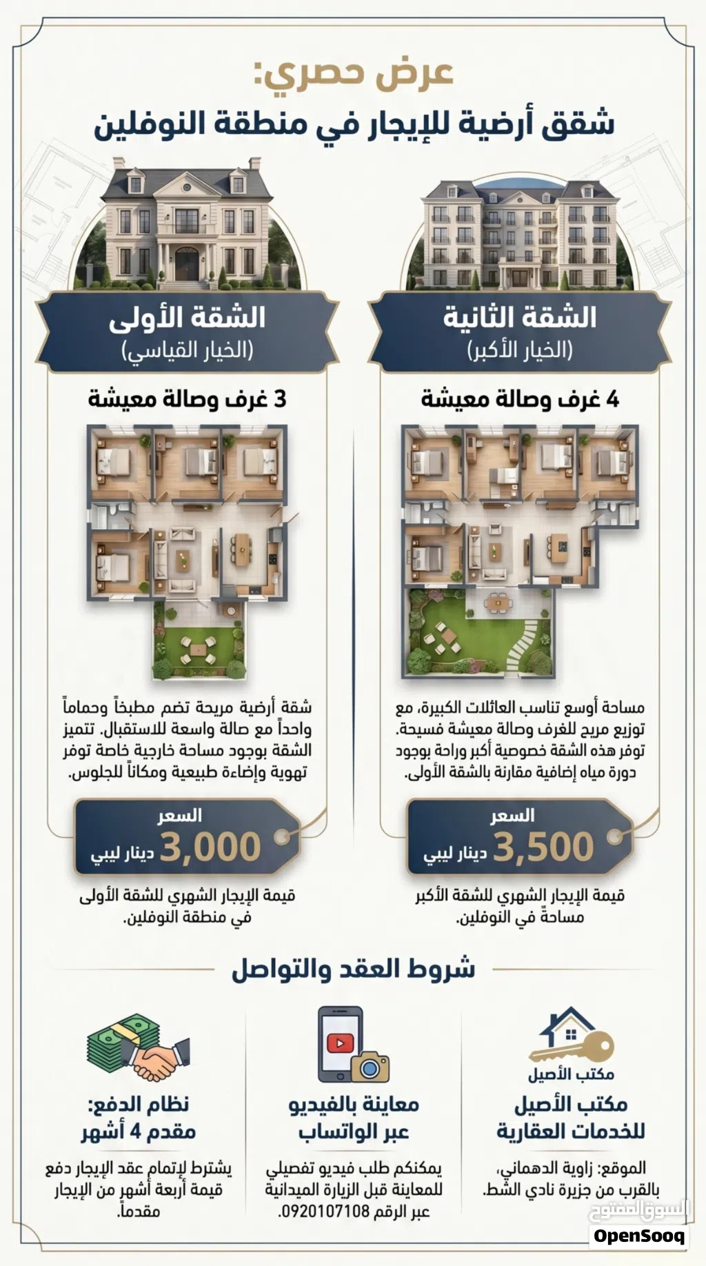 شقتين ارضيات بالنوفلين مفروشات جزئيا