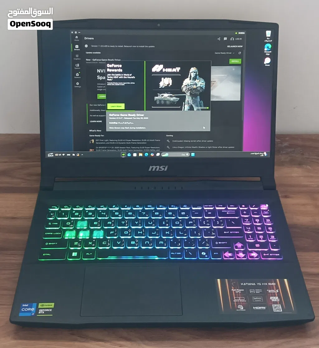 للبيع msi katana 15hx شبة جديد ولاختشRtx 5070 I7 14650hx 16 ddr5 Ssd 1t QHD 165hz السعر 10000 0945
