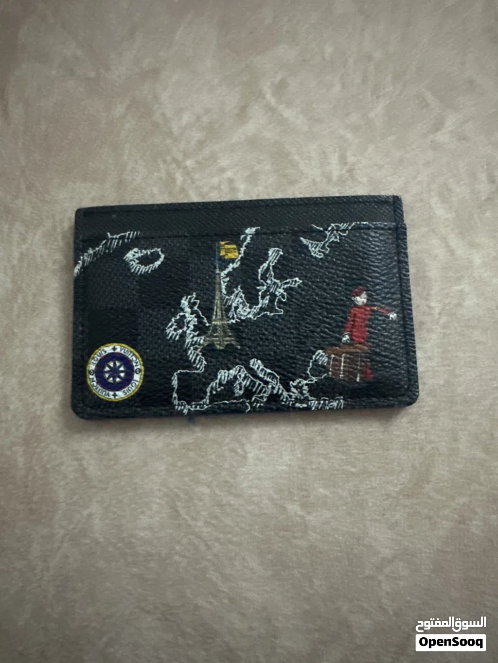 Damier Graphite World Map Porte Cartes Simple
