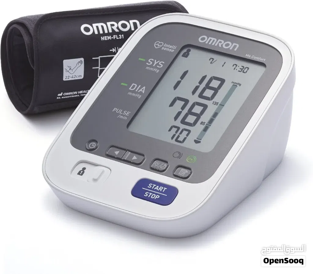 جهاز ضغط امرون الاحترافي إم 6 كومفورت (Omron M6 Comfort) هو جهاز منزلي متطور وموثوق لقياس ضغط الدم م