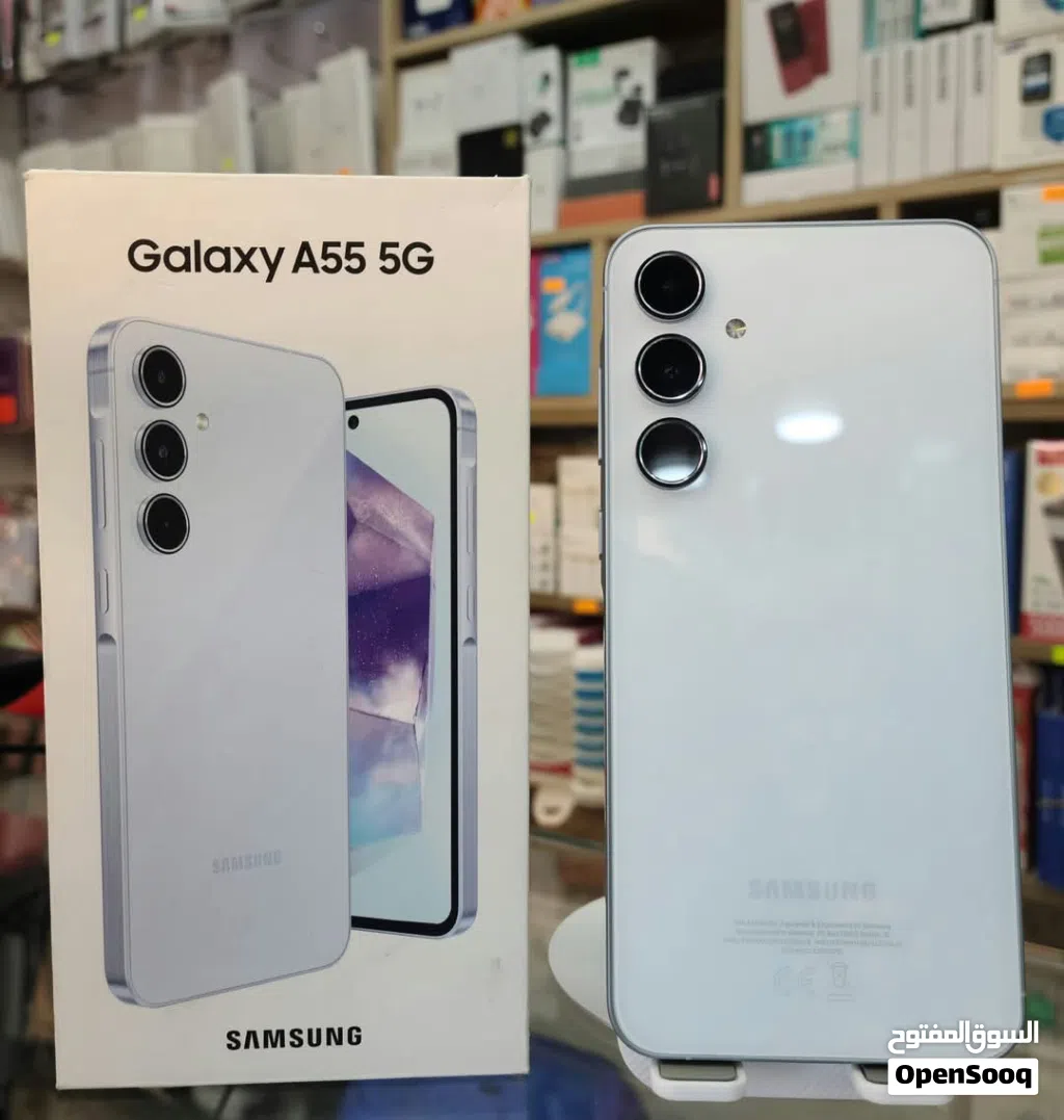 مستعمل ايام Samsung A55 5G رام 16 جيجا 128 و 256 أغراضة والكرتونه الأصلية متوفر توصيل