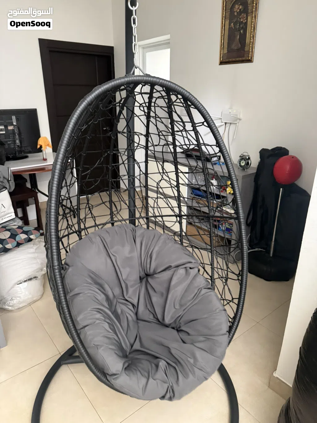 Premium Hanging Egg Chair with Stand & comfy pillow كرسي أرجوحة بيضاوي معلق مع حامل ووسادة مريحة