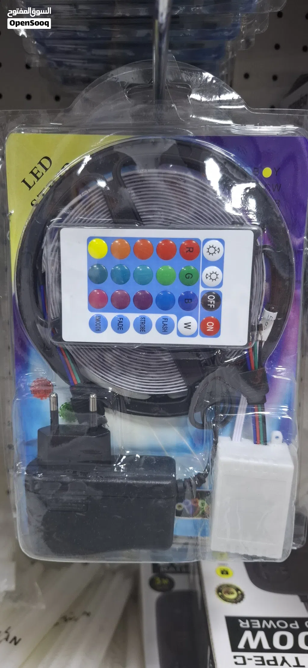 حبل ضوء عدة الوان مع جهاز تحكم بطول 5 امتار