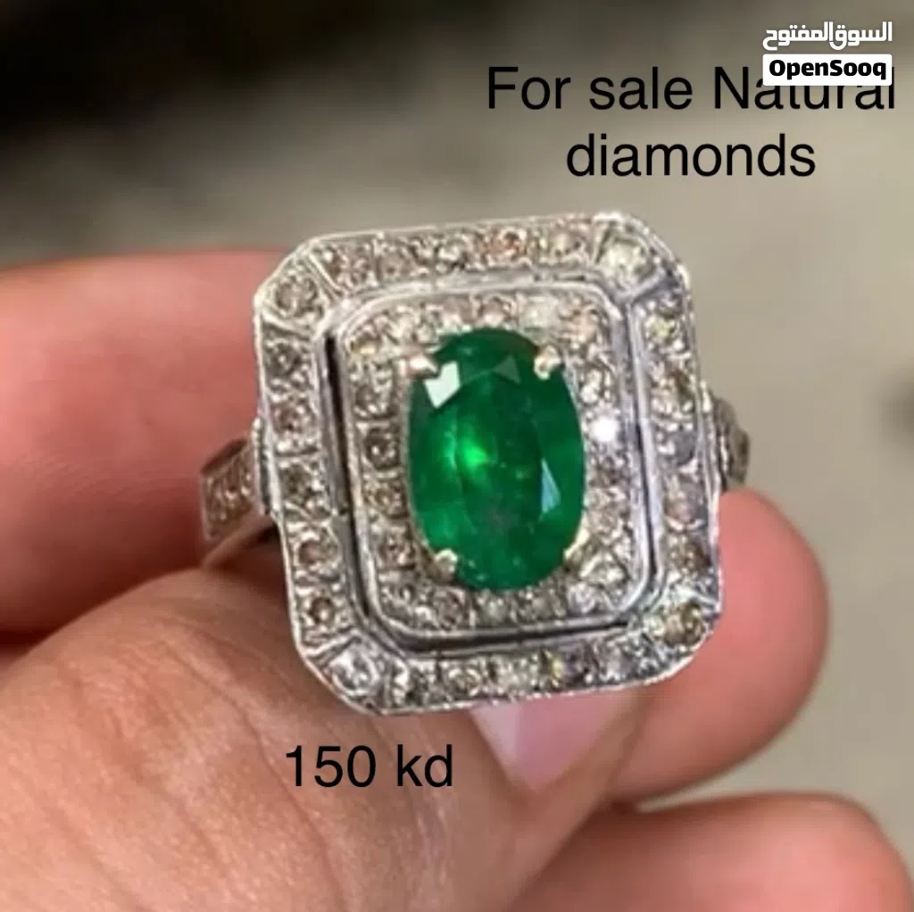 Natural Emerald & 54 Natural Diamond ring