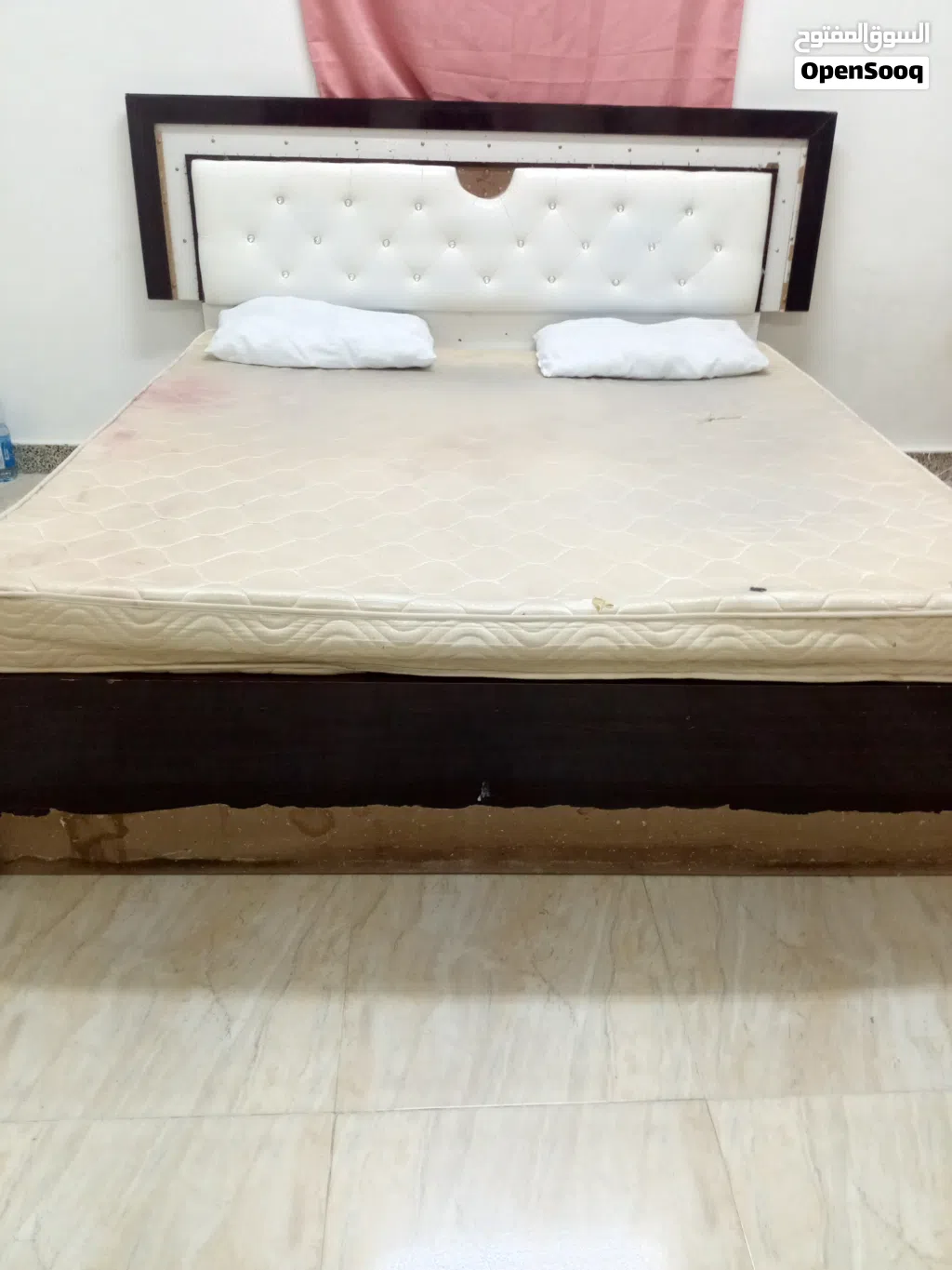 Double bed with Double Mattress and Two pillows