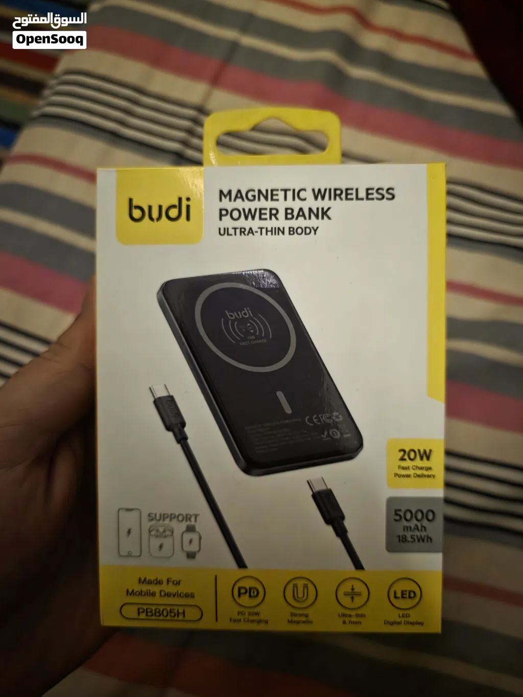 باور بانك مغناطيسي ذكي budi بقوة 5000mAh (شبه جديد) - بوشر