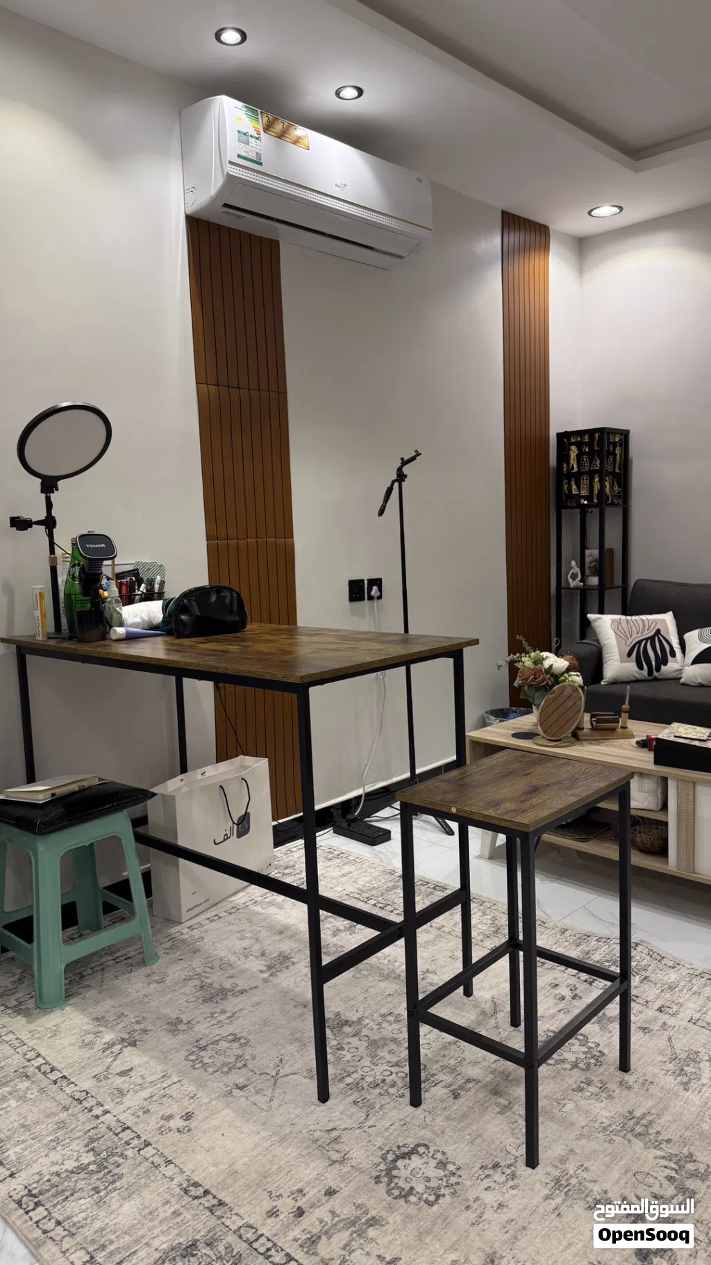 Table, High chairs and sofa