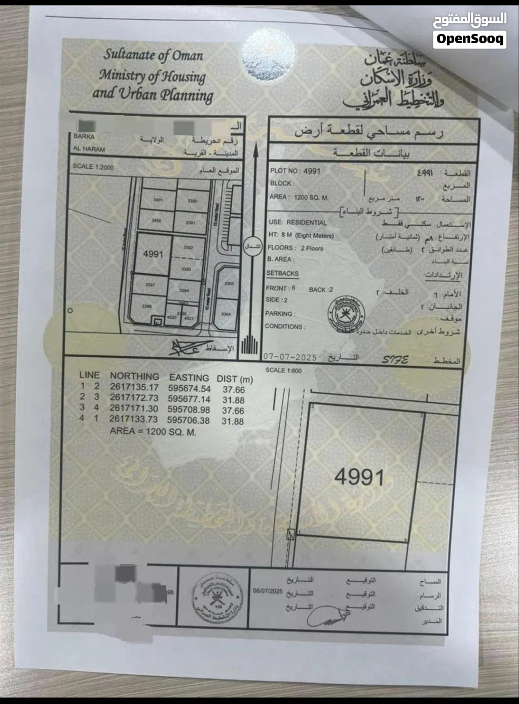 أرض في بركاء قريبة شارع السريع