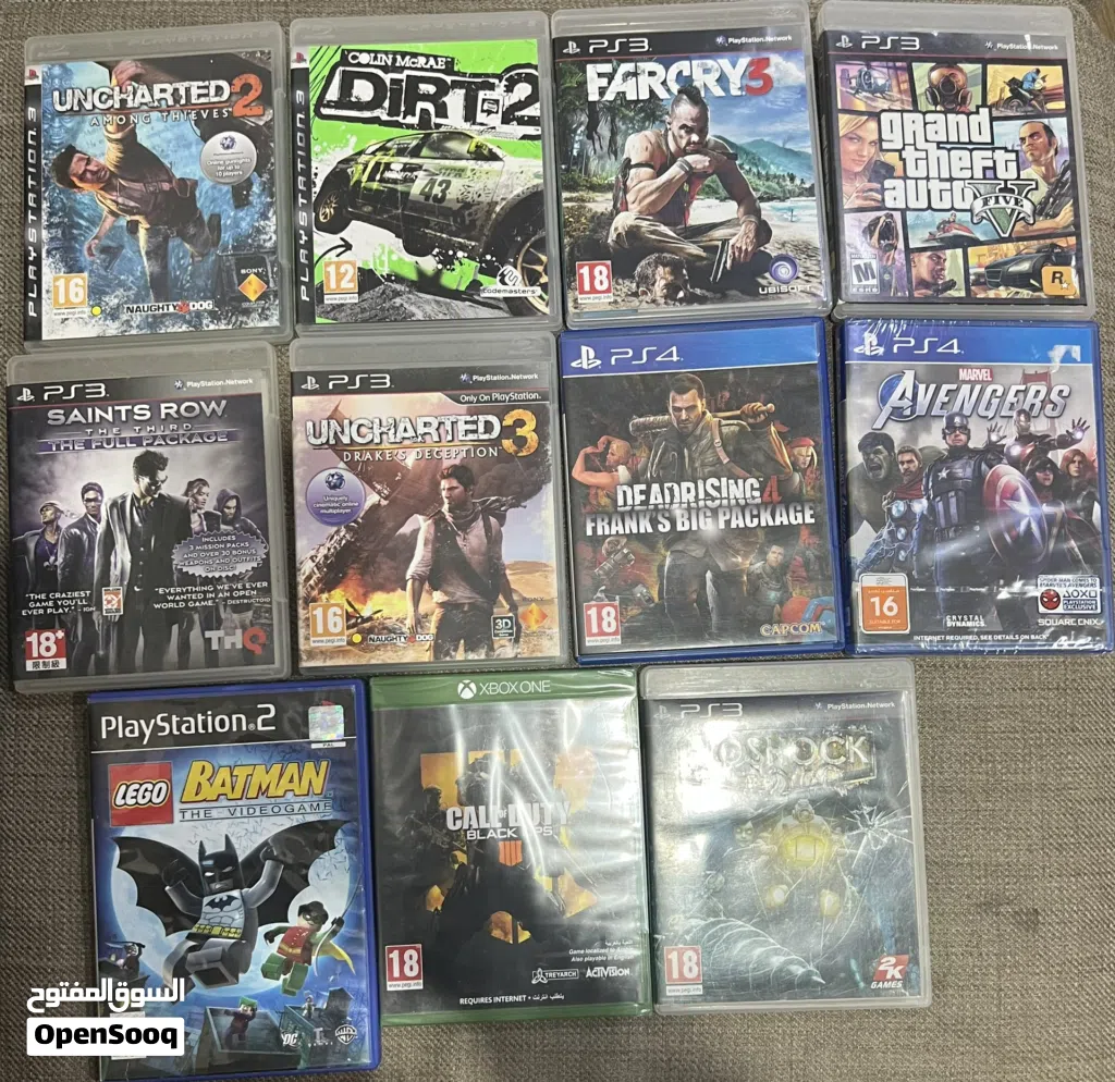 للبيع مجموعة ألعاب متنوعة لأجهزة PS2 وPS3 وPS4 وXbox One