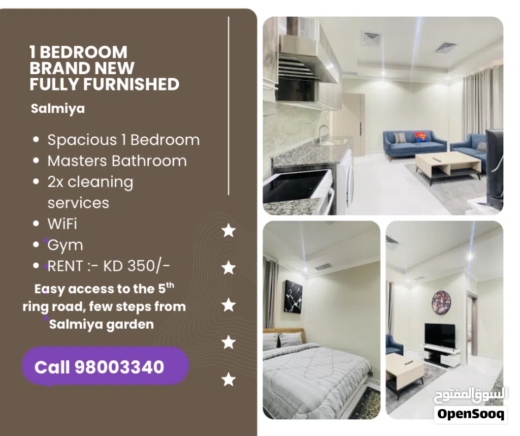 1 BEDROOM FULLY FURNISHED APARTMENT