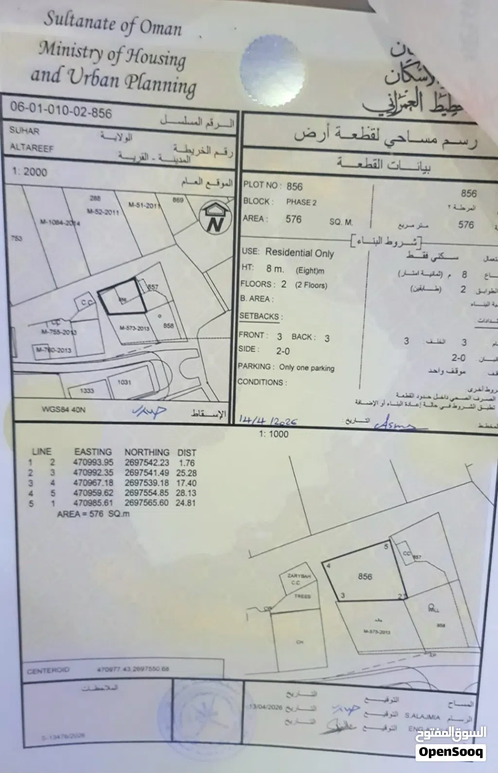 أرض سكنيه صحار الطريف