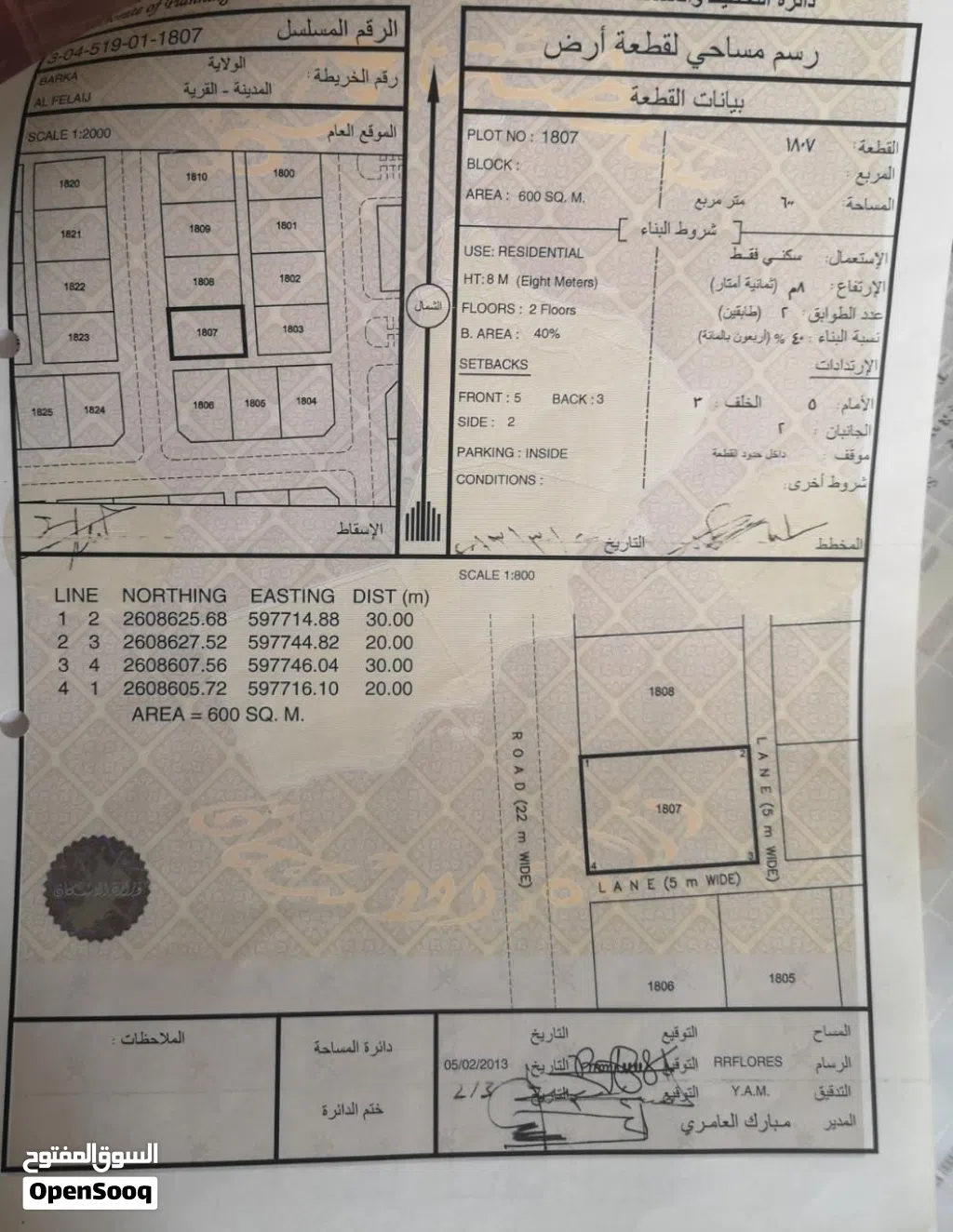 ارض سكنية في بركاء المعمورة (زاوية)