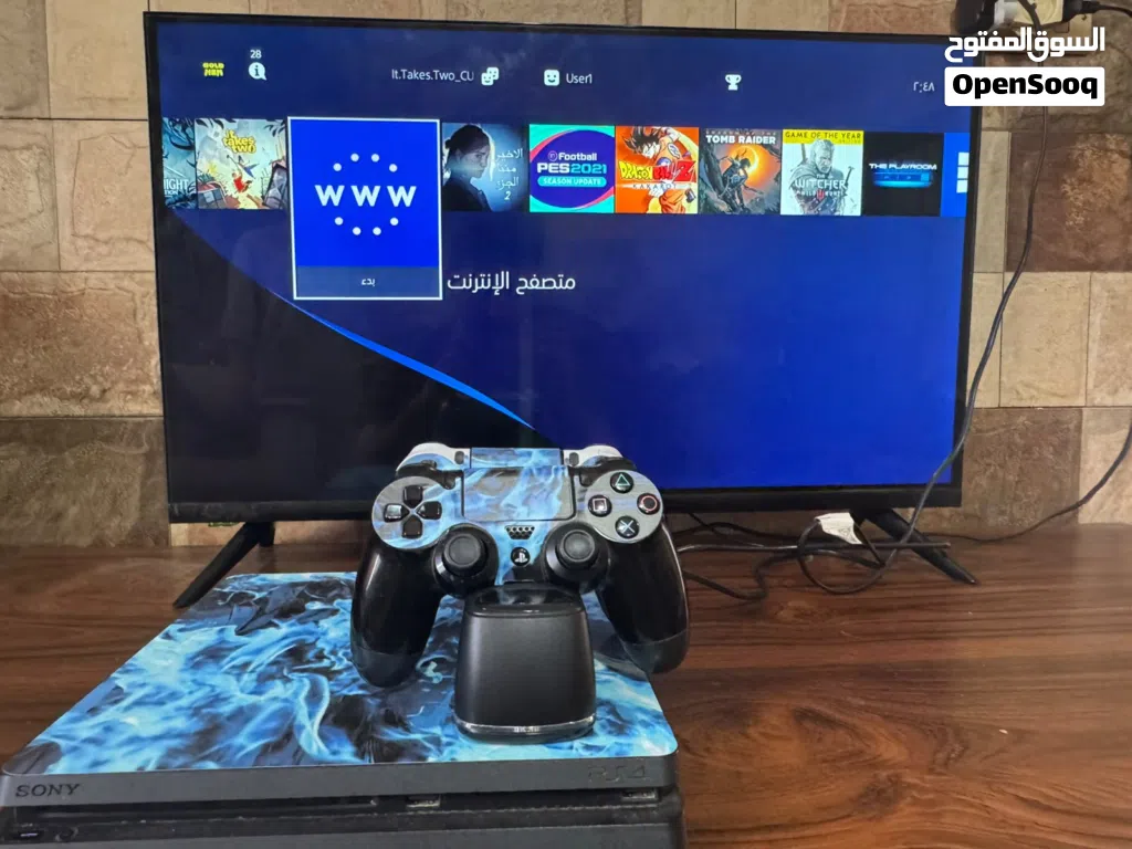 بلايستيشن 4 معدل سلم مع ريسيفر نت وشاشة 32 بوصة