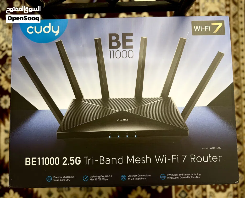 راوتر Cudy BE11000 Wifi 7 2.5G - نظافة 100٪ مع كامل الملحقات