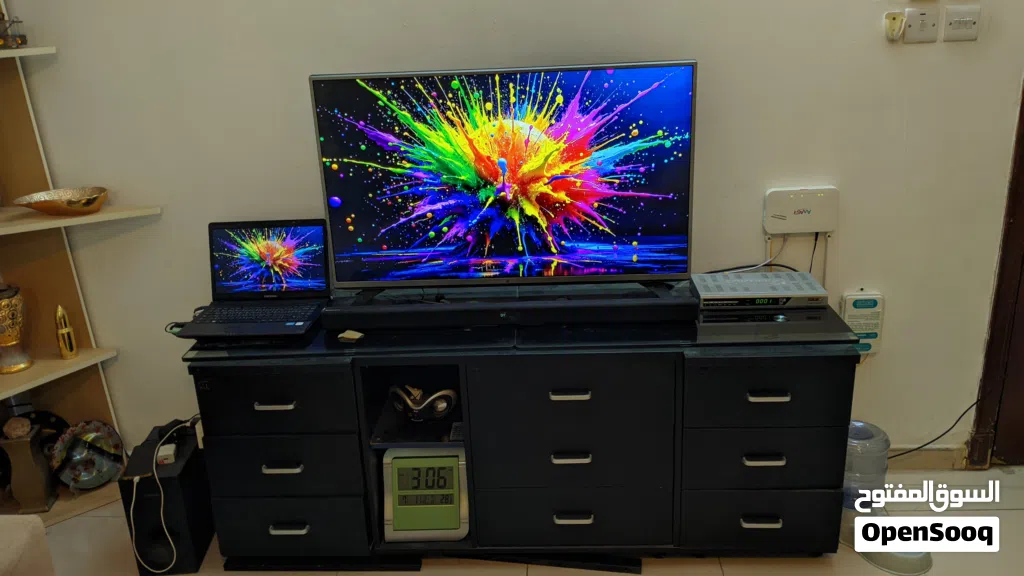 Full Set - TV stand, LG 43 TV, Samsung Laptop Notebook, Samsung Sound Bar
