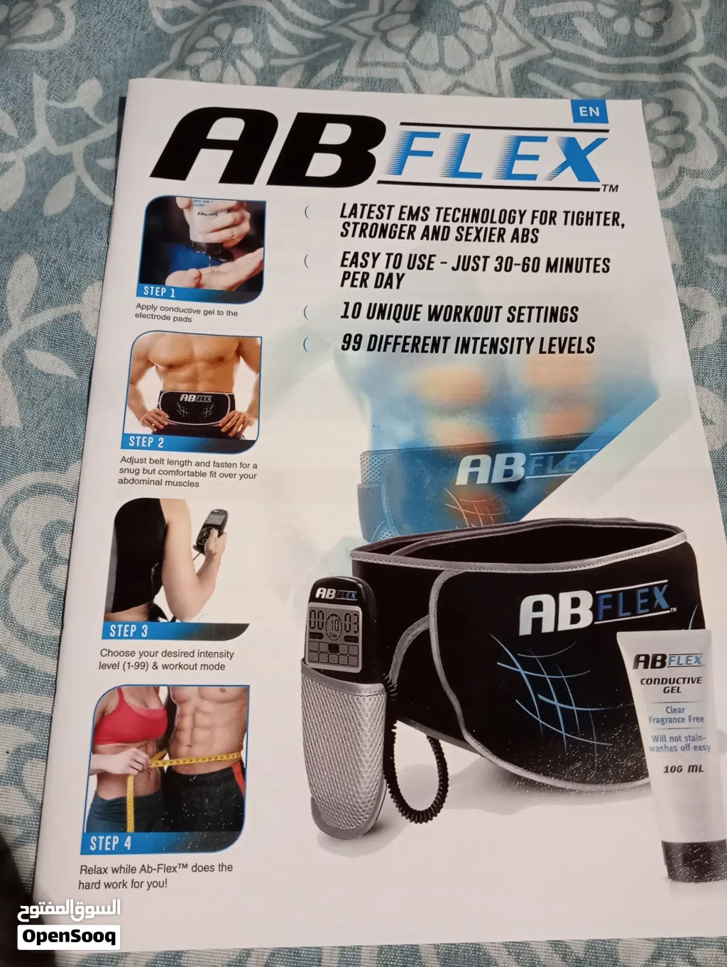 هذا الجهاز هو ABFLEX Ab Toning Belt، وهو عبارة عن حزام إلكتروني مخصص لتحفيز وشد عضلات البطن والظهر