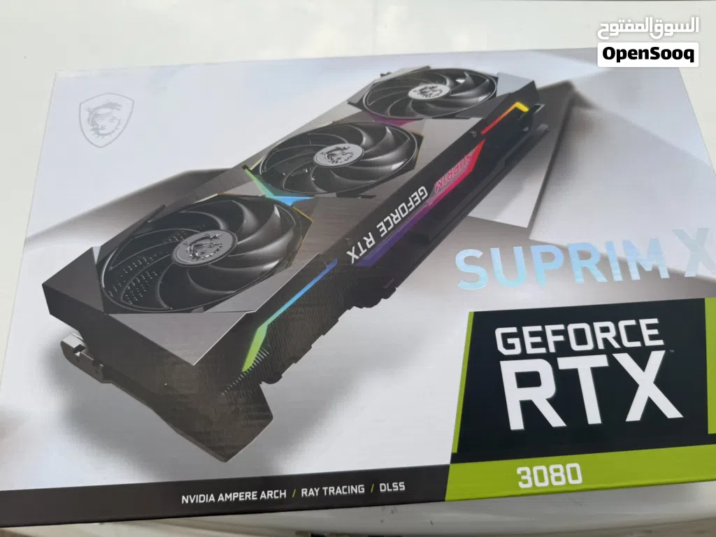 للبيع كرت شاشة 3080 Msi suprim x شبه وكالة مع الكرتون ، السعر نهائي غير قابل للمساومة