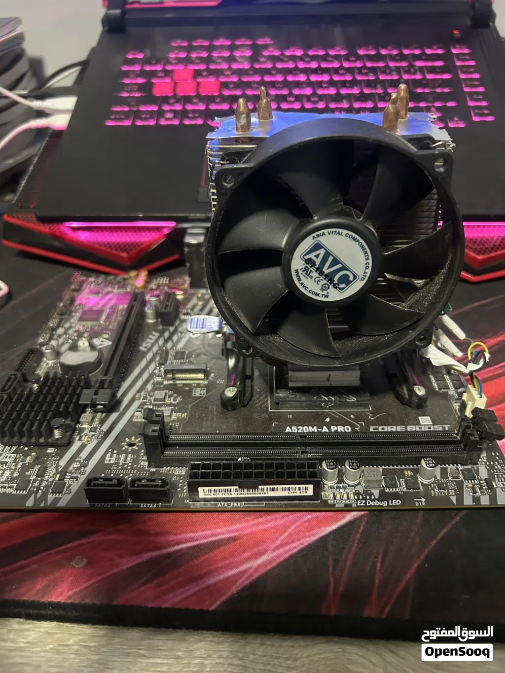 بورد a520 مع معالج r7 1800X مع مبرد هوائي
